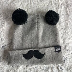 Cozy Zone Black Moustache Gray and Black Unisex Beanie
